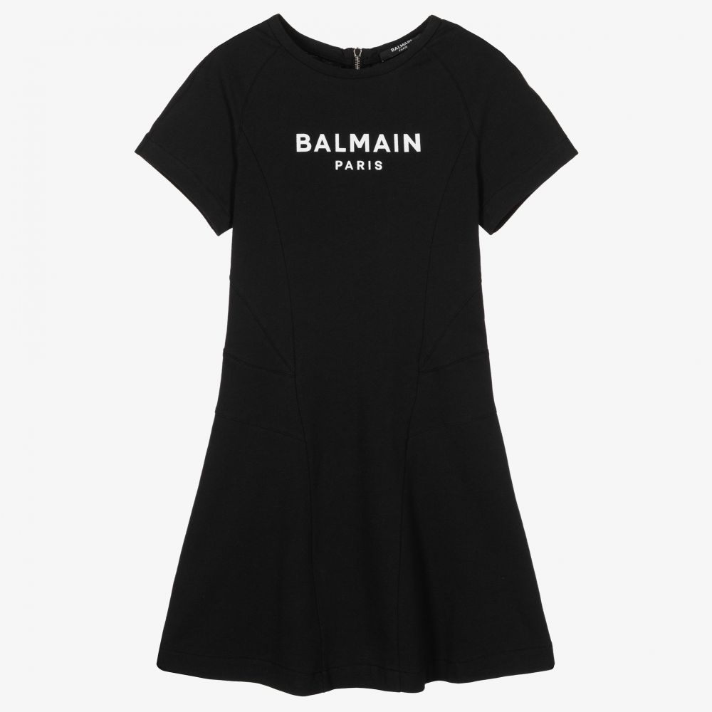 Balmain-Teen Girls Black Logo Dress | Childrensalon Outlet