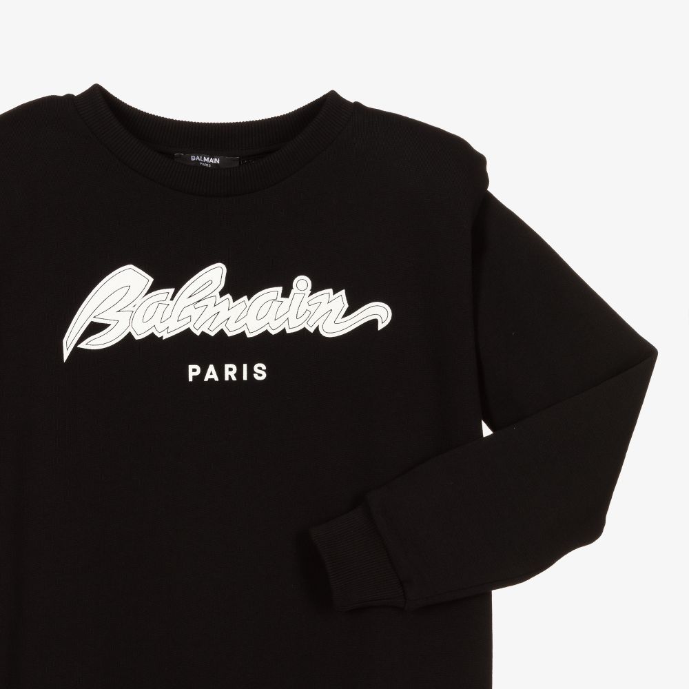 Balmain-فستان تينز قطن لون أسود | Childrensalon Outlet