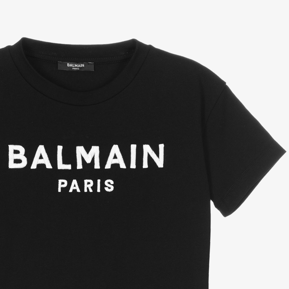 Balmain-Teen Girls Black Logo Dress | Childrensalon Outlet