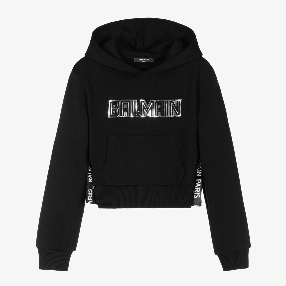 Balmain - Sweat à capuche noir Ado fille | Childrensalon