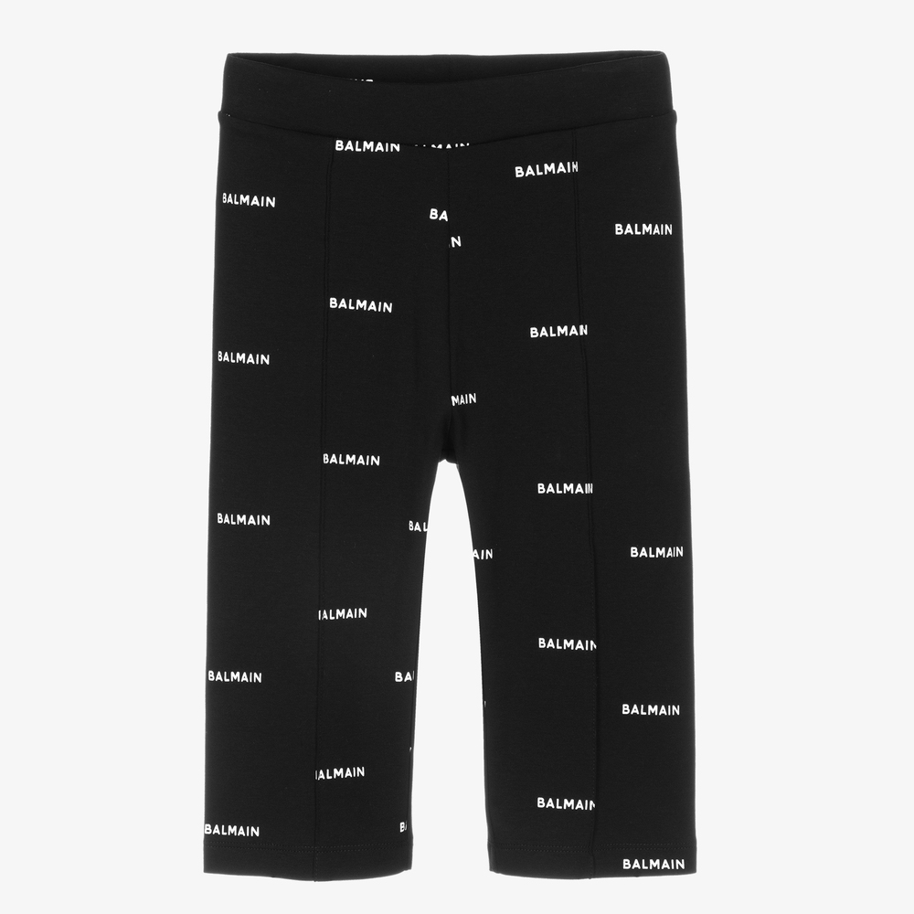 Balmain-Teen Girls Black Logo Leggings | Childrensalon Outlet