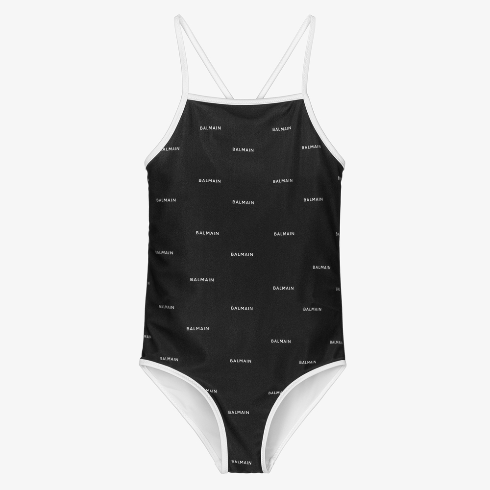 Balmain-Teen Girls Black Logo Swimsuit | Childrensalon Outlet