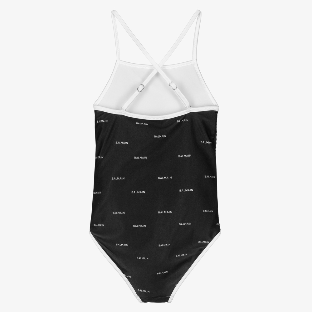Balmain-Teen Girls Black Logo Swimsuit | Childrensalon Outlet