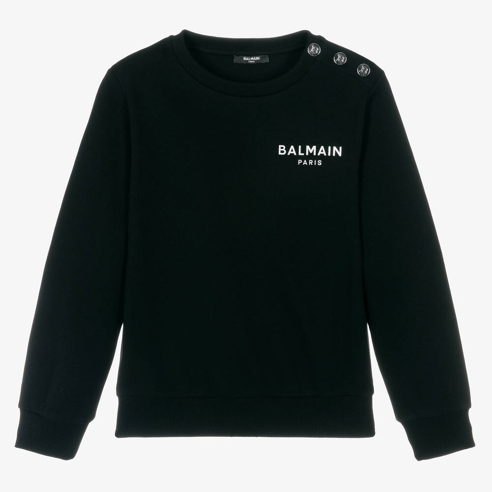 Balmain - Teen Girls Black Monogram Sweatshirt | Childrensalon