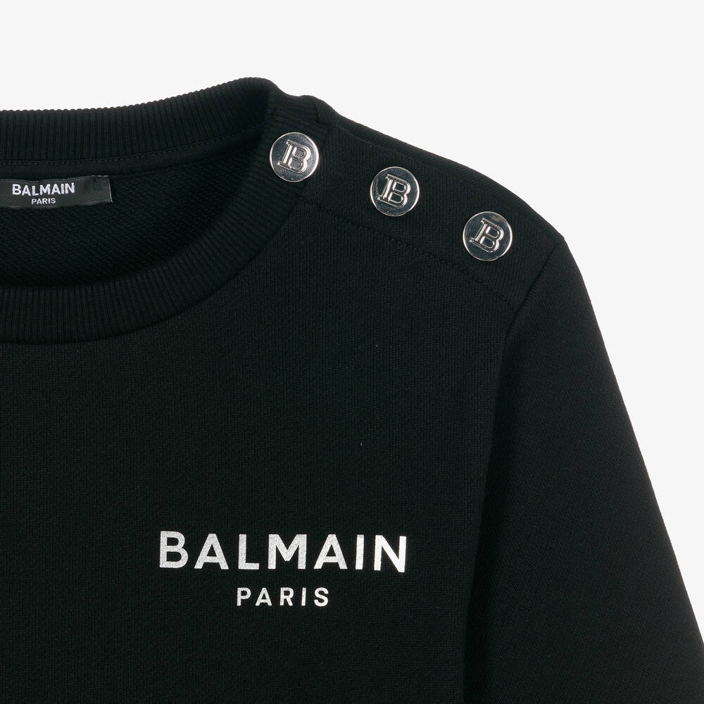 Balmain-Teen Girls Black Monogram Sweatshirt | Childrensalon Outlet