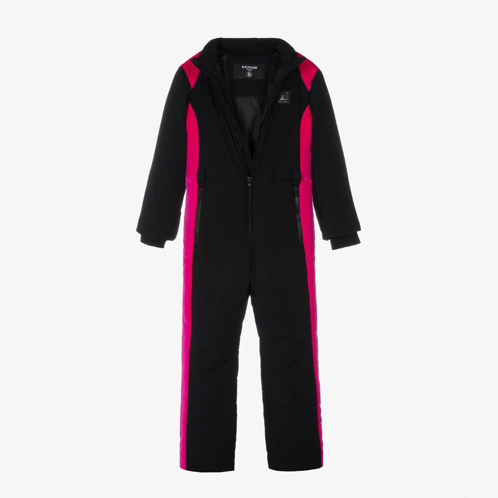 Balmain-Черно-розовый зимний комбинезон для подростков | Childrensalon Outlet