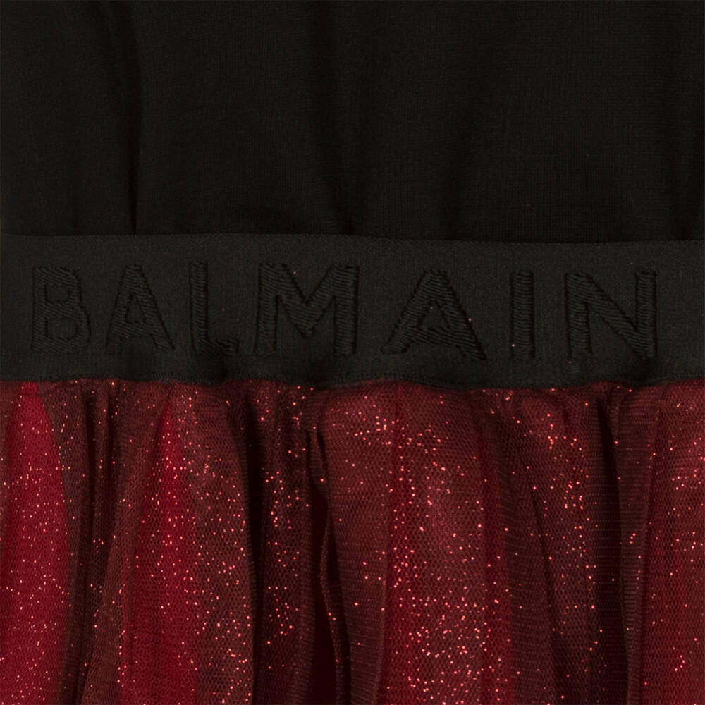 Balmain-Teen Girls Black & Red Dress | Childrensalon Outlet