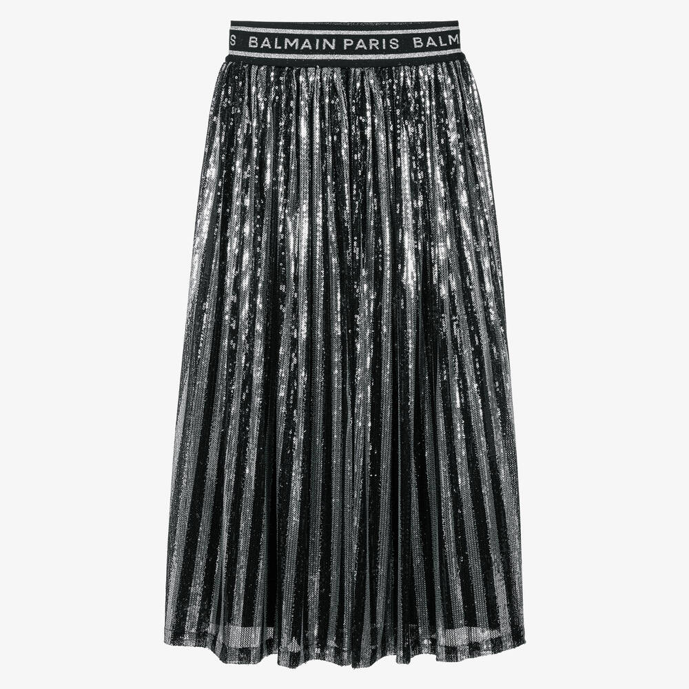 Balmain - Teen Paillettenrock Schwarz/Silber | Childrensalon