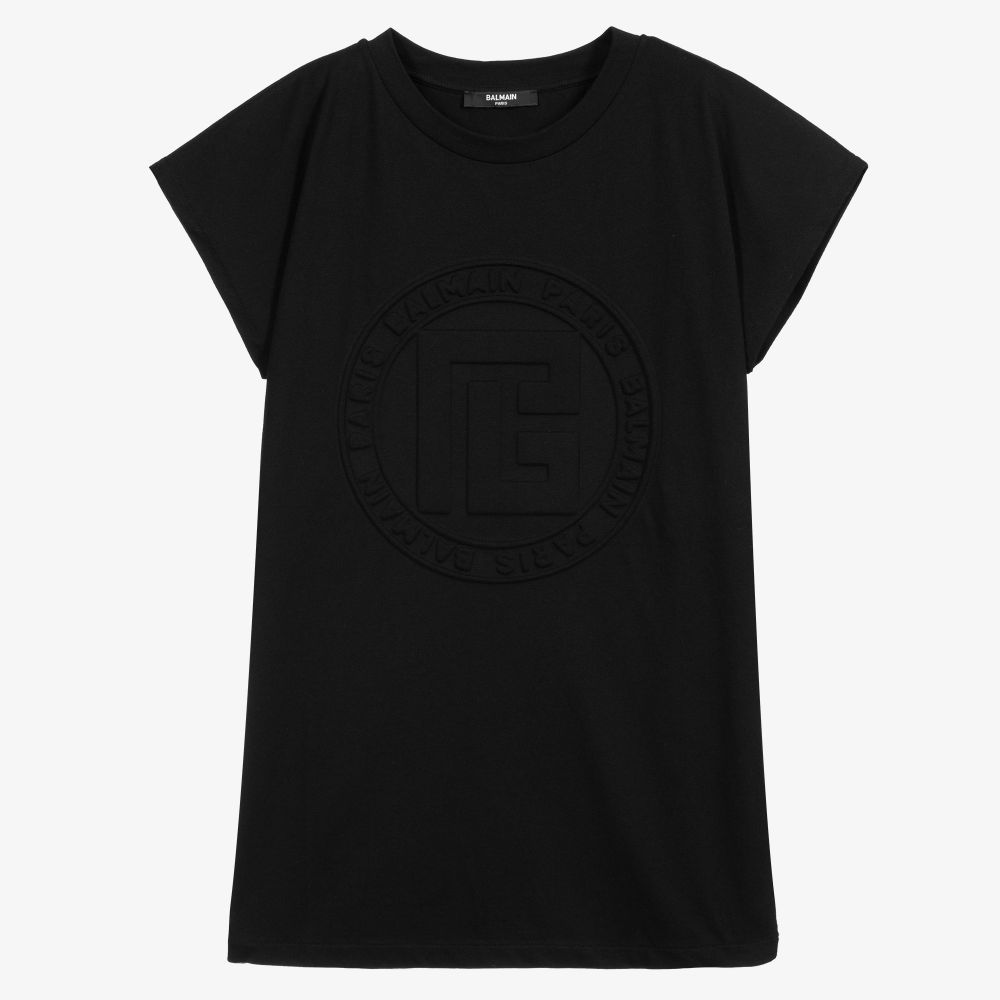 Balmain - Schwarzes Teen T-Shirt-Kleid | Childrensalon