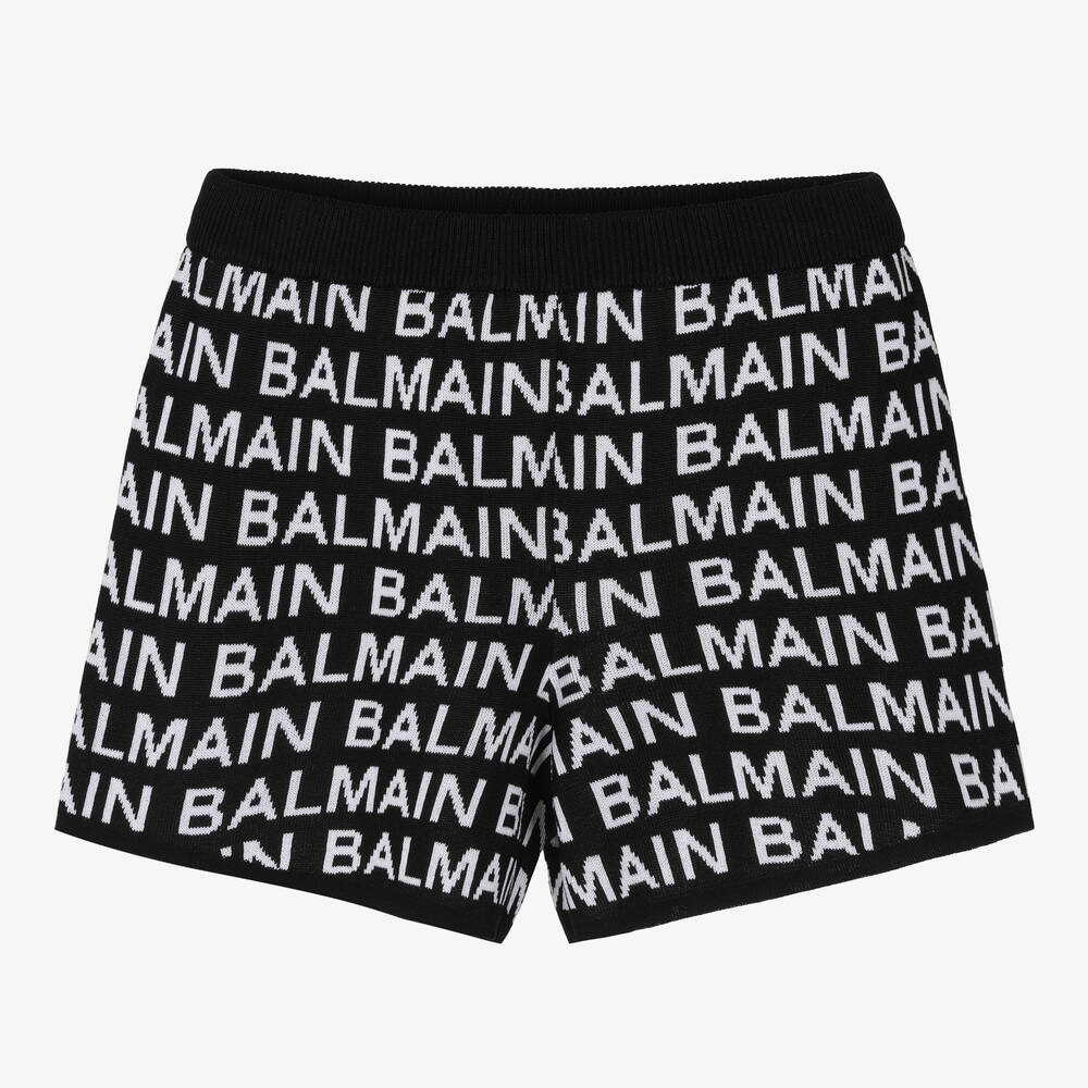 Balmain - Short jacquard noir et blanc ado | Childrensalon