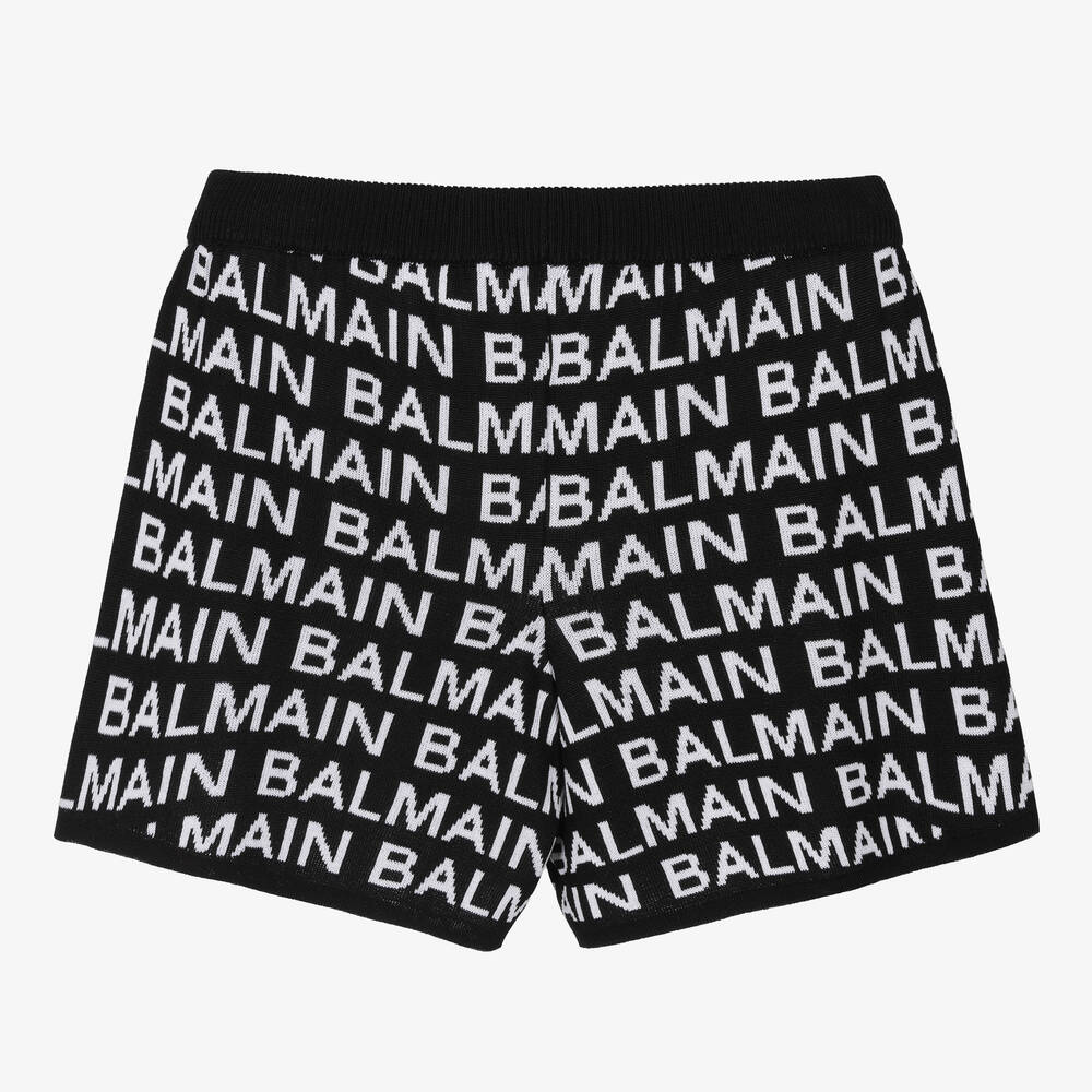 Balmain-Teen Girls Black & White Jacquard Shorts | Childrensalon Outlet