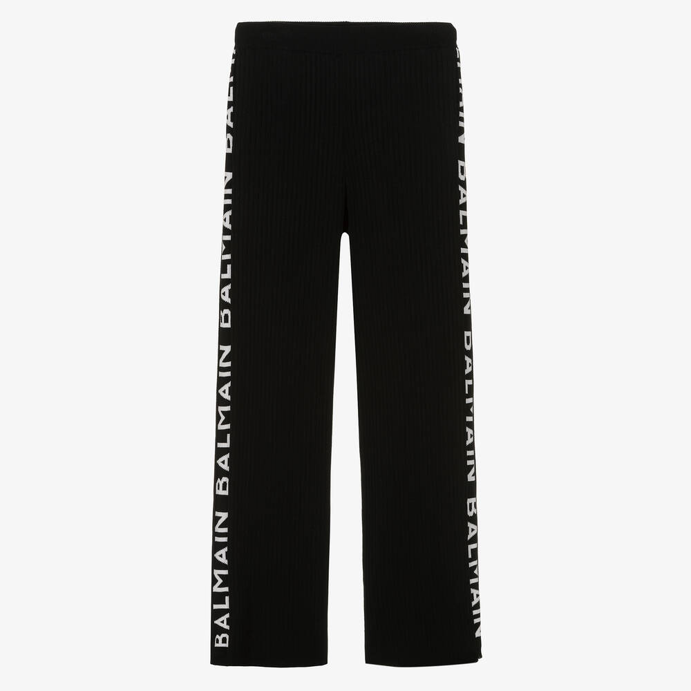 Balmain - Широкие черные вязаные брюки | Childrensalon