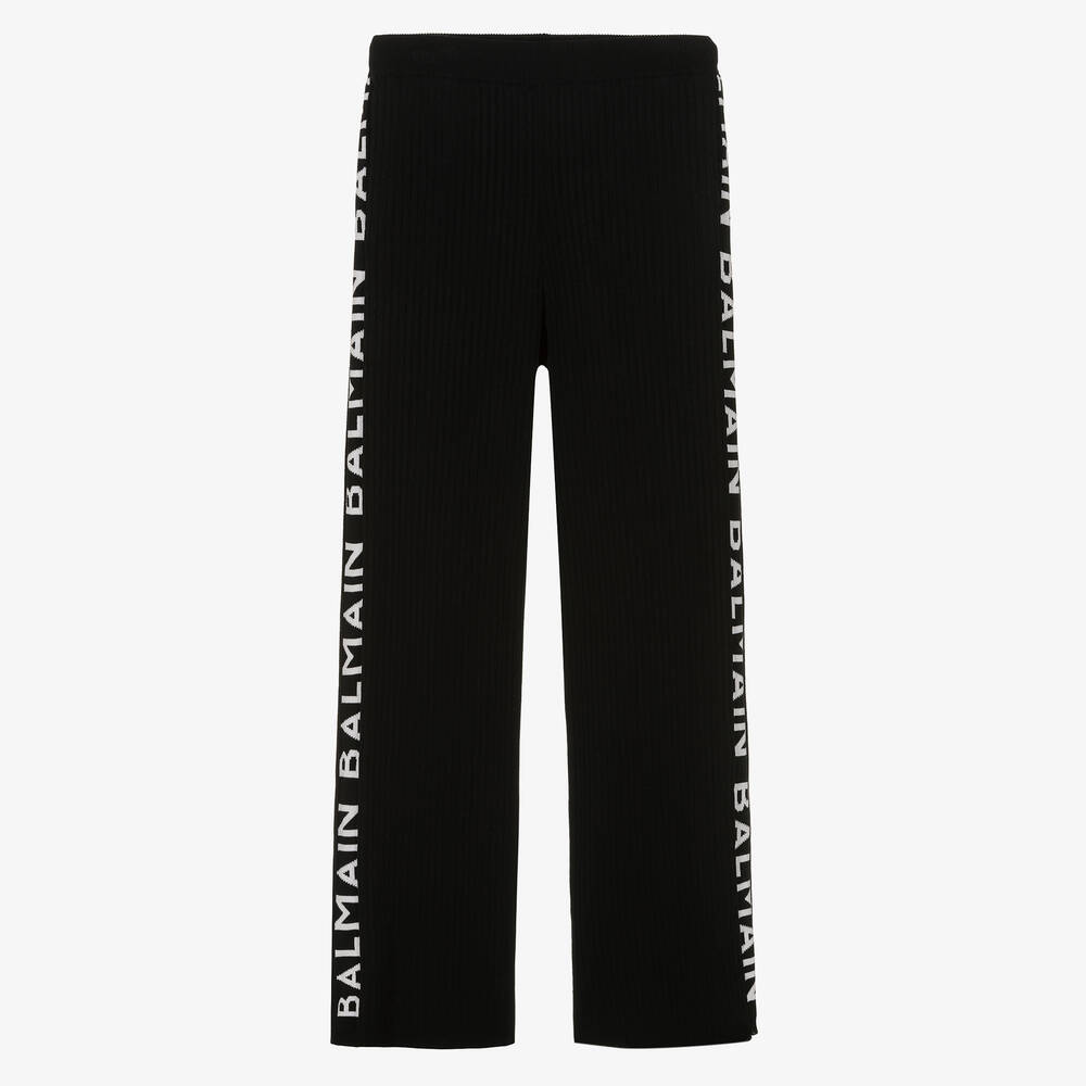 Balmain-بنطلون بأرجل واسعة تينز بناتي قطن لون أسود | Childrensalon Outlet