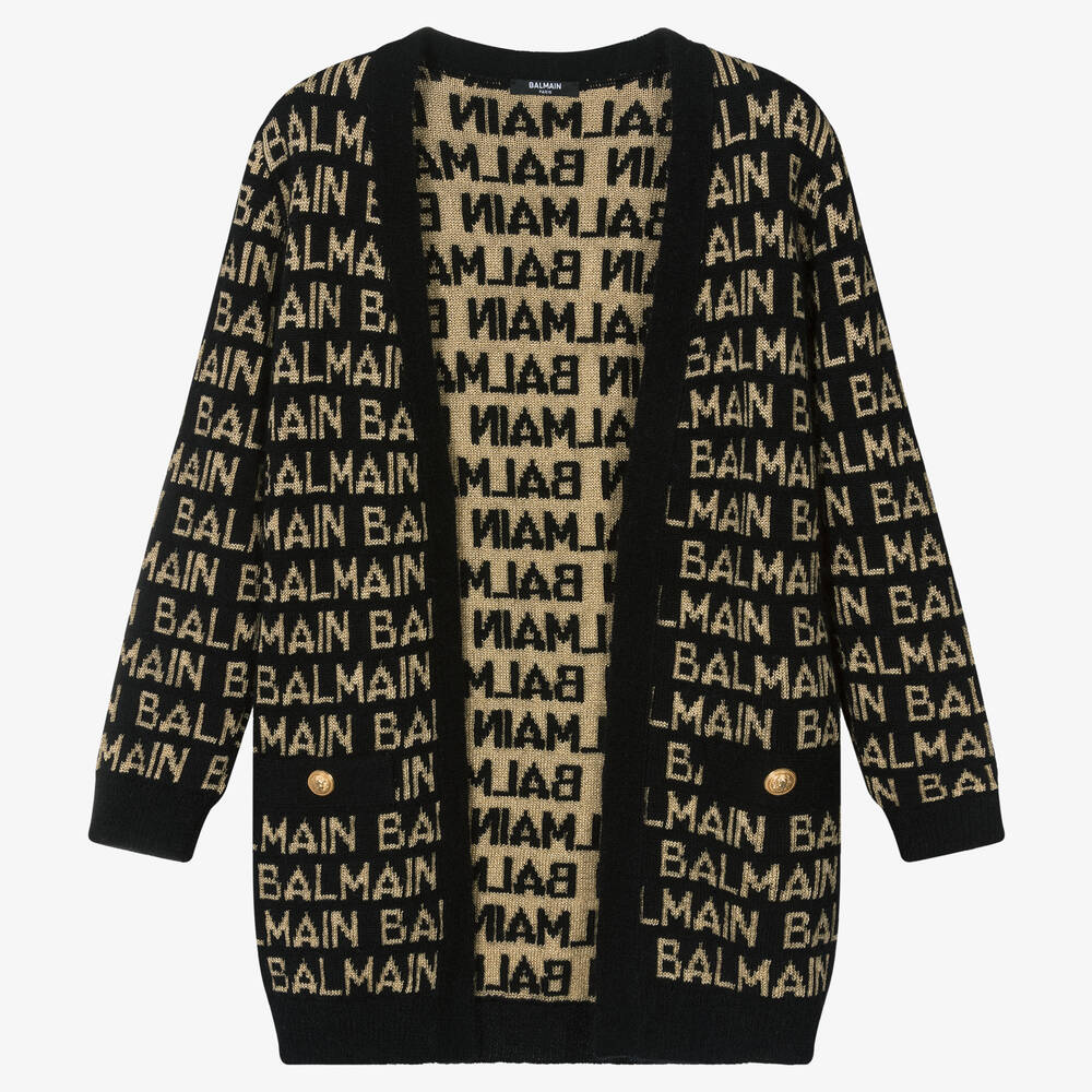 Balmain-Teen Girls Black Wool & Cashmere Cardigan | Childrensalon Outlet