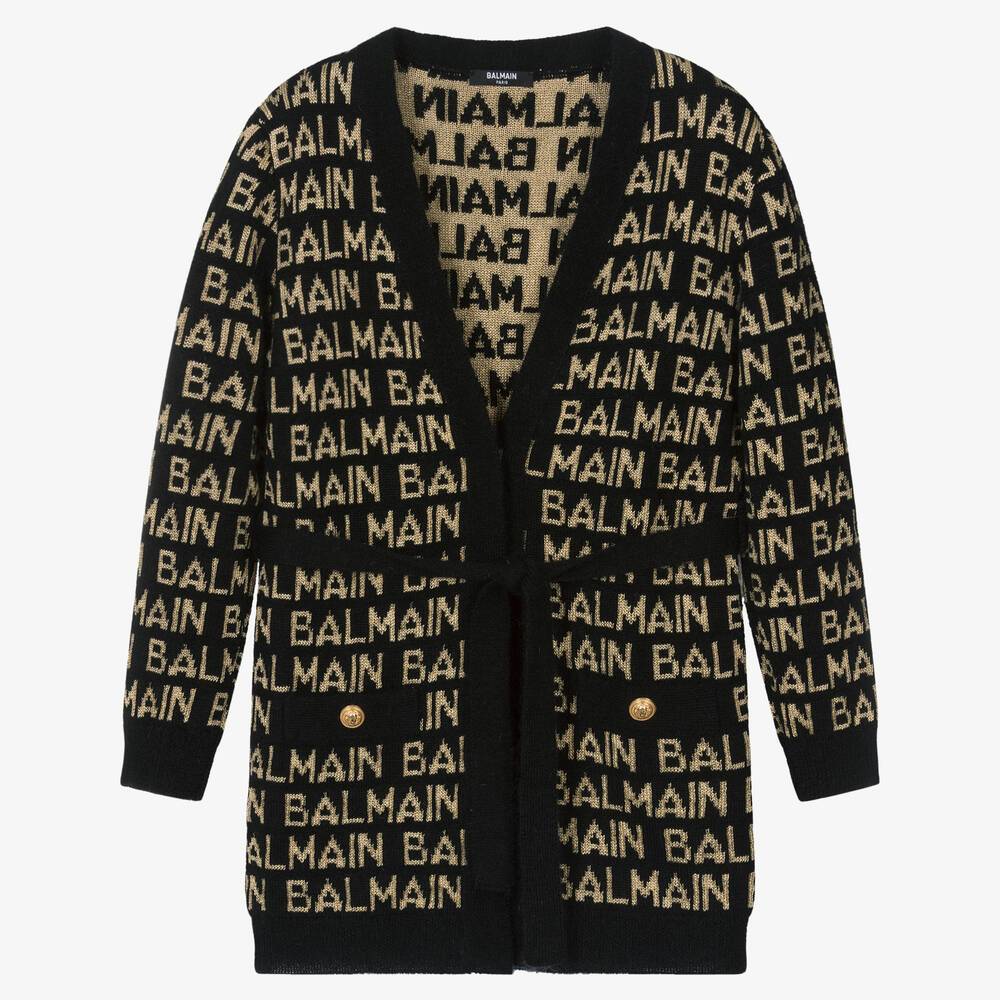 Balmain - Schwarze Woll-Kaschmir-Strickjacke | Childrensalon