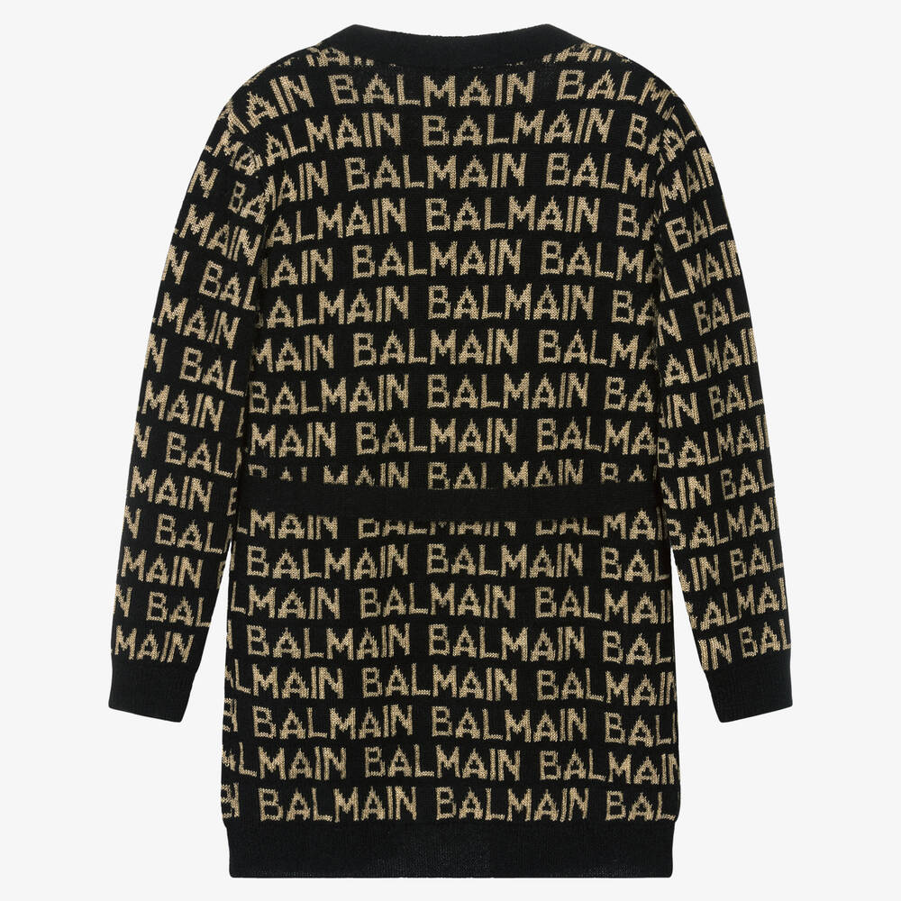 Balmain-Teen Girls Black Wool & Cashmere Cardigan | Childrensalon Outlet