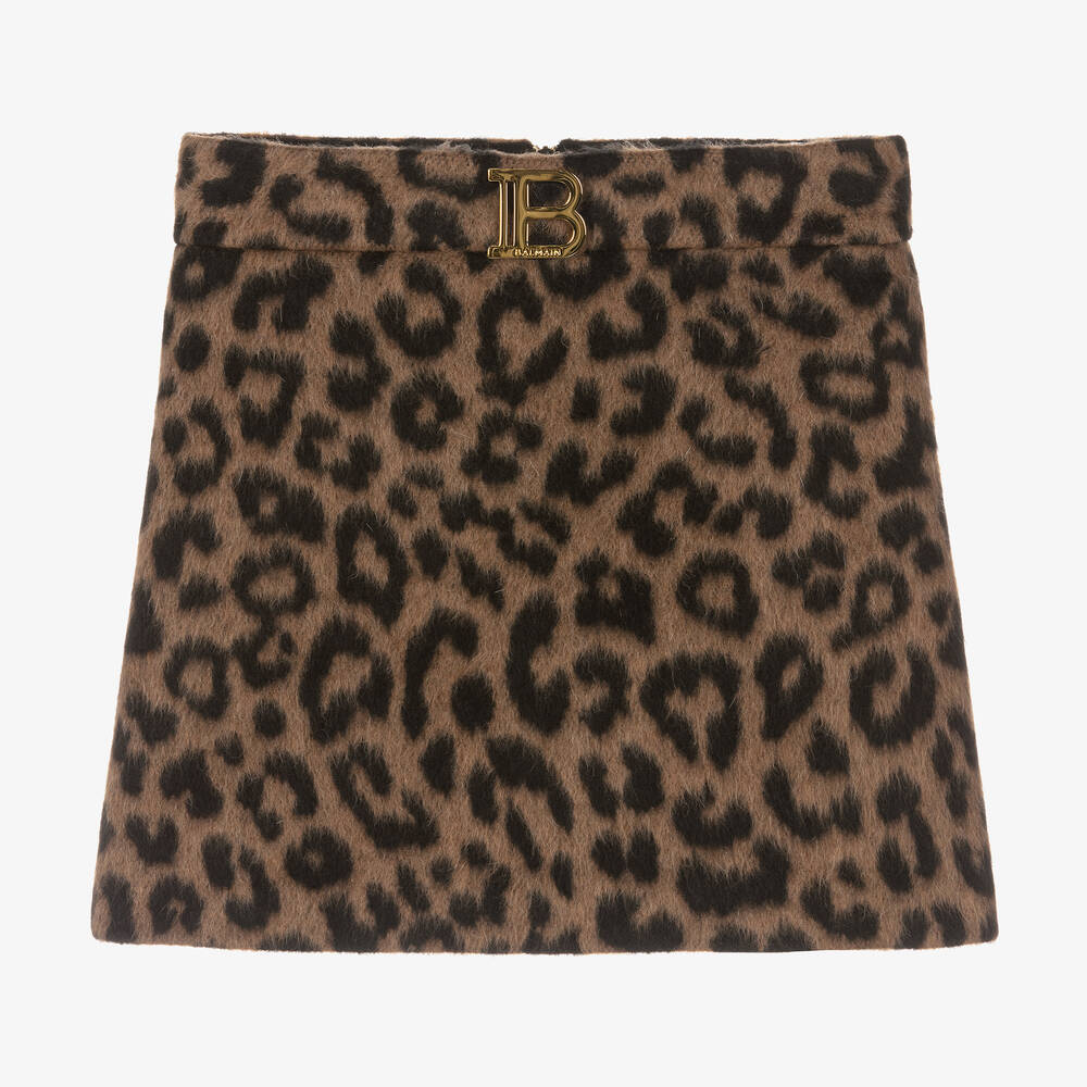 Balmain - Teen Girls Brown Leopard Print Skirt | Childrensalon