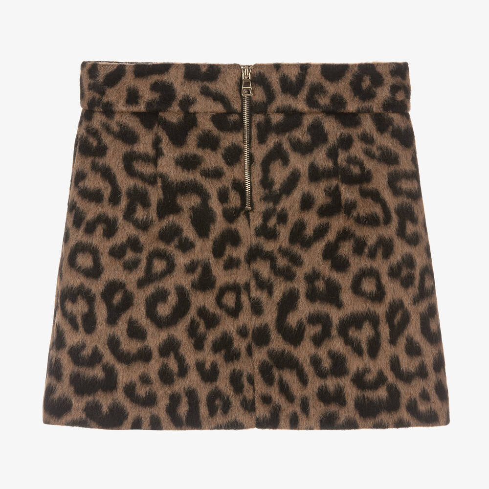 Balmain-Teen Girls Brown Leopard Print Skirt | Childrensalon Outlet