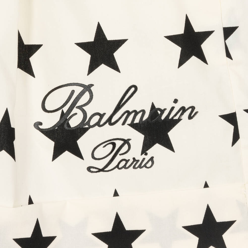 Balmain-Teen Girls Ivory Cotton Star Print Shorts | Childrensalon Outlet