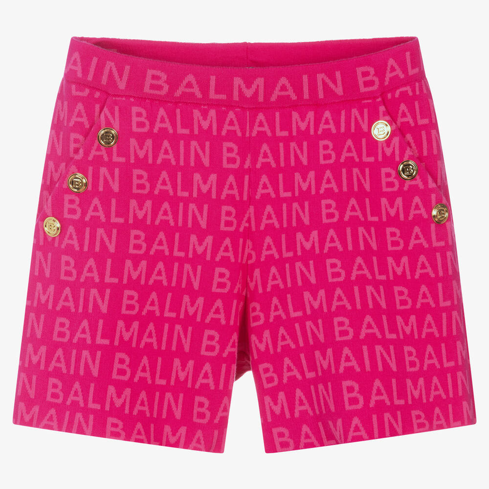 Balmain - شورت تينز بناتي قطن محبوك لون زهري فيوشيا | Childrensalon