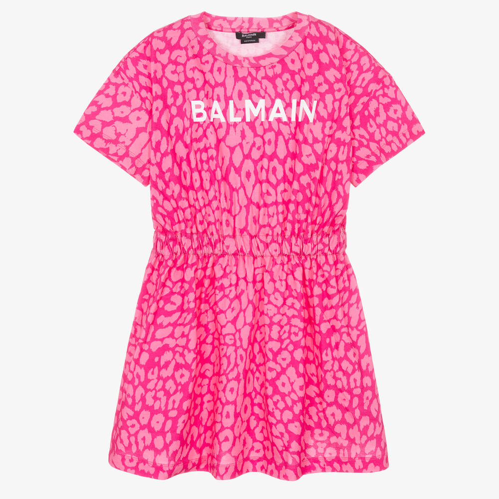 Balmain - Розовое платье с леопардовым принтом | Childrensalon