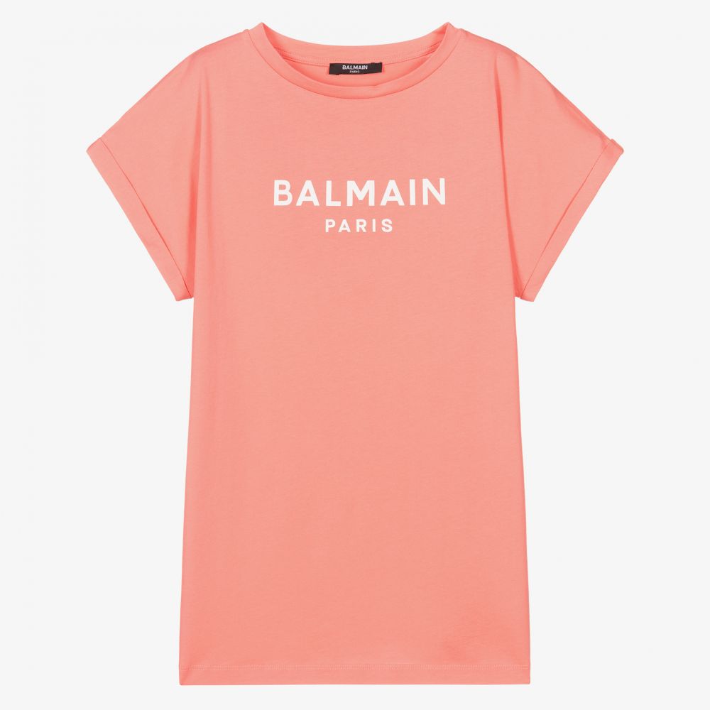 Balmain - Teen Girls Pink Logo T-Shirt | Childrensalon