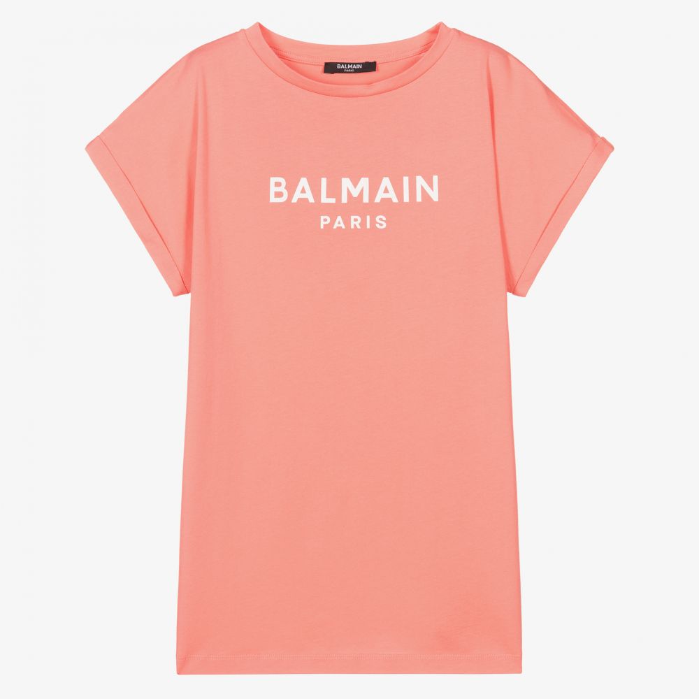 Balmain-تيشيرت تينز بناتي قطن لون زهري | Childrensalon Outlet
