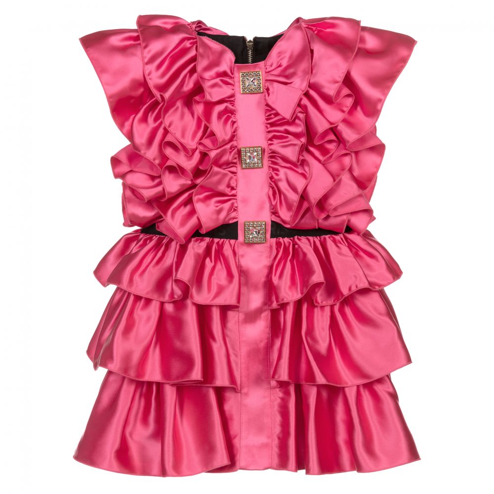 Balmain - Розовое платье с рюшами для подростков | Childrensalon