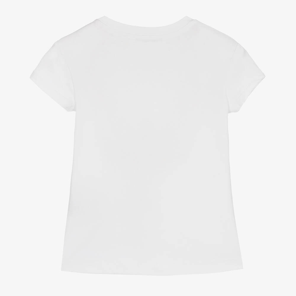 Balmain-Teen Girls White Diamanté T-Shirt | Childrensalon Outlet