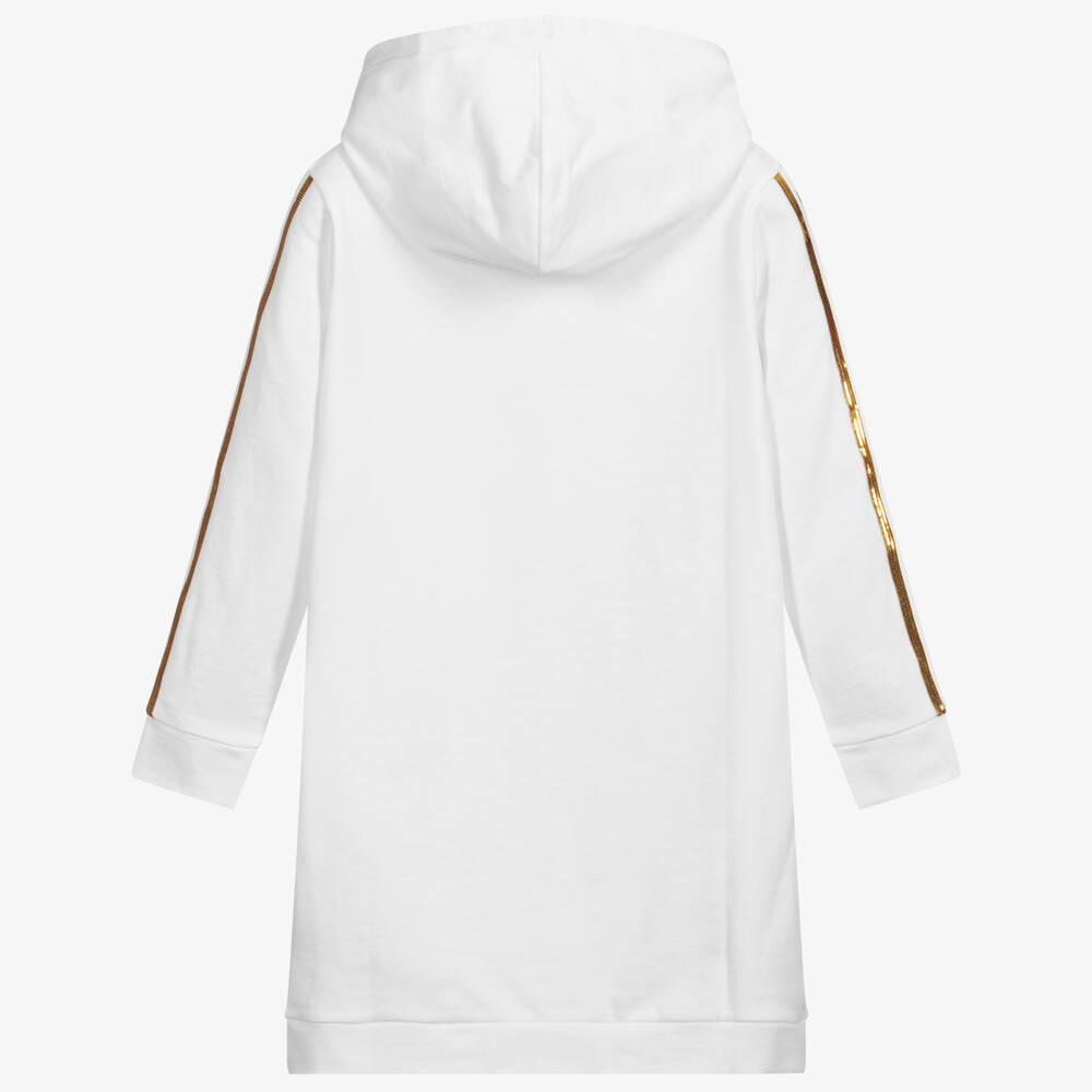 Balmain Teen Girls White Hoodie Dress