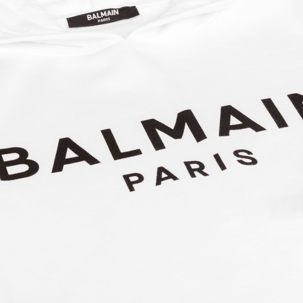 Balmain Teen Girls White Hoodie Dress Childrensalon Outlet