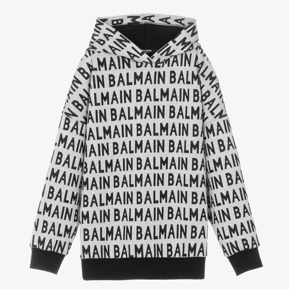 Balmain - Teen Grey Cotton Hoodie | Childrensalon