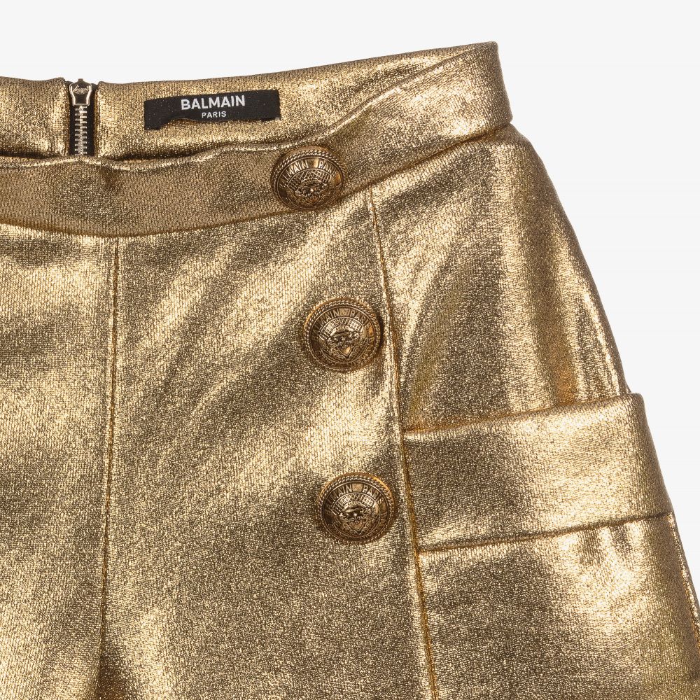 Balmain - Teen Metallic Gold Shorts 