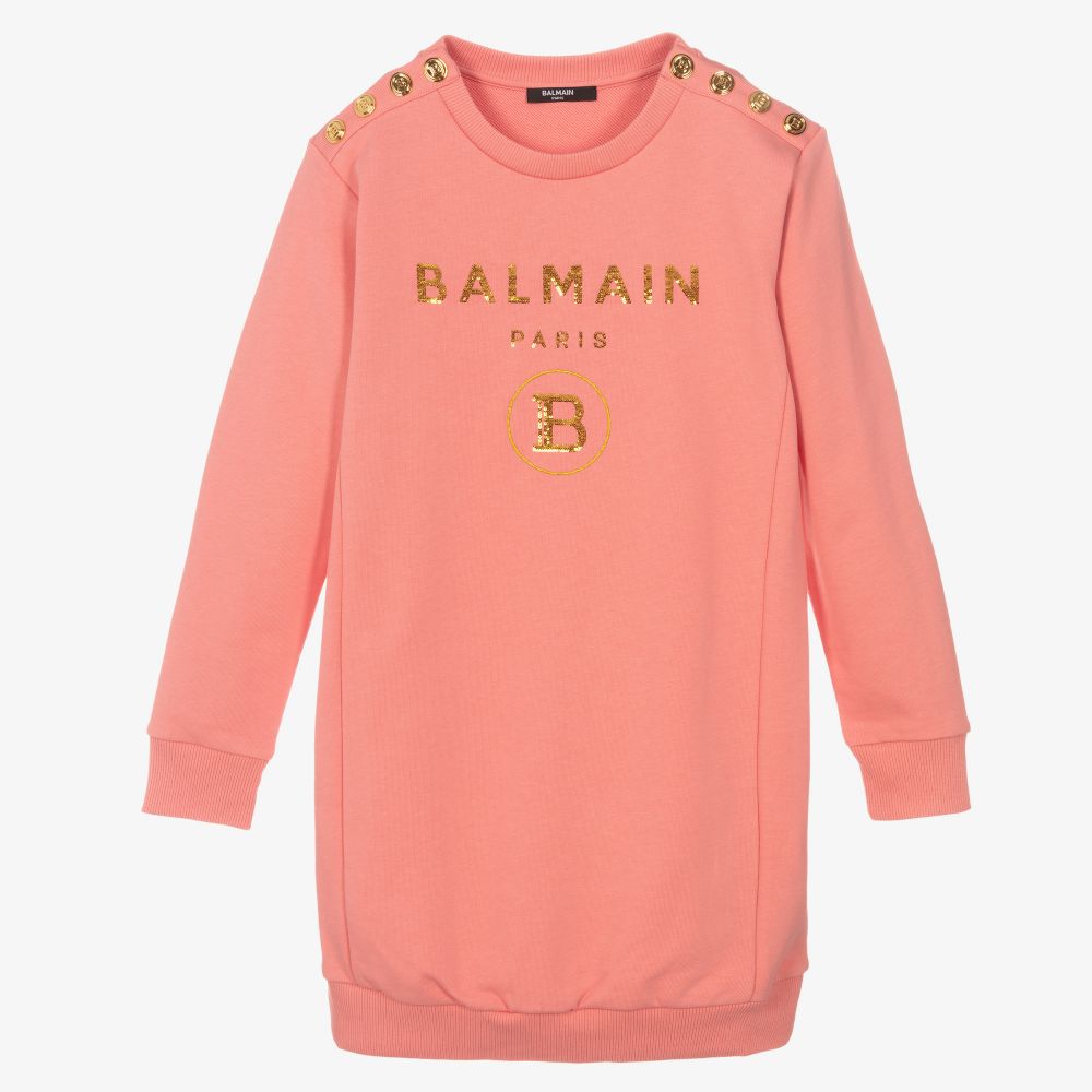 Balmain - Robe-sweat rose Ado | Childrensalon