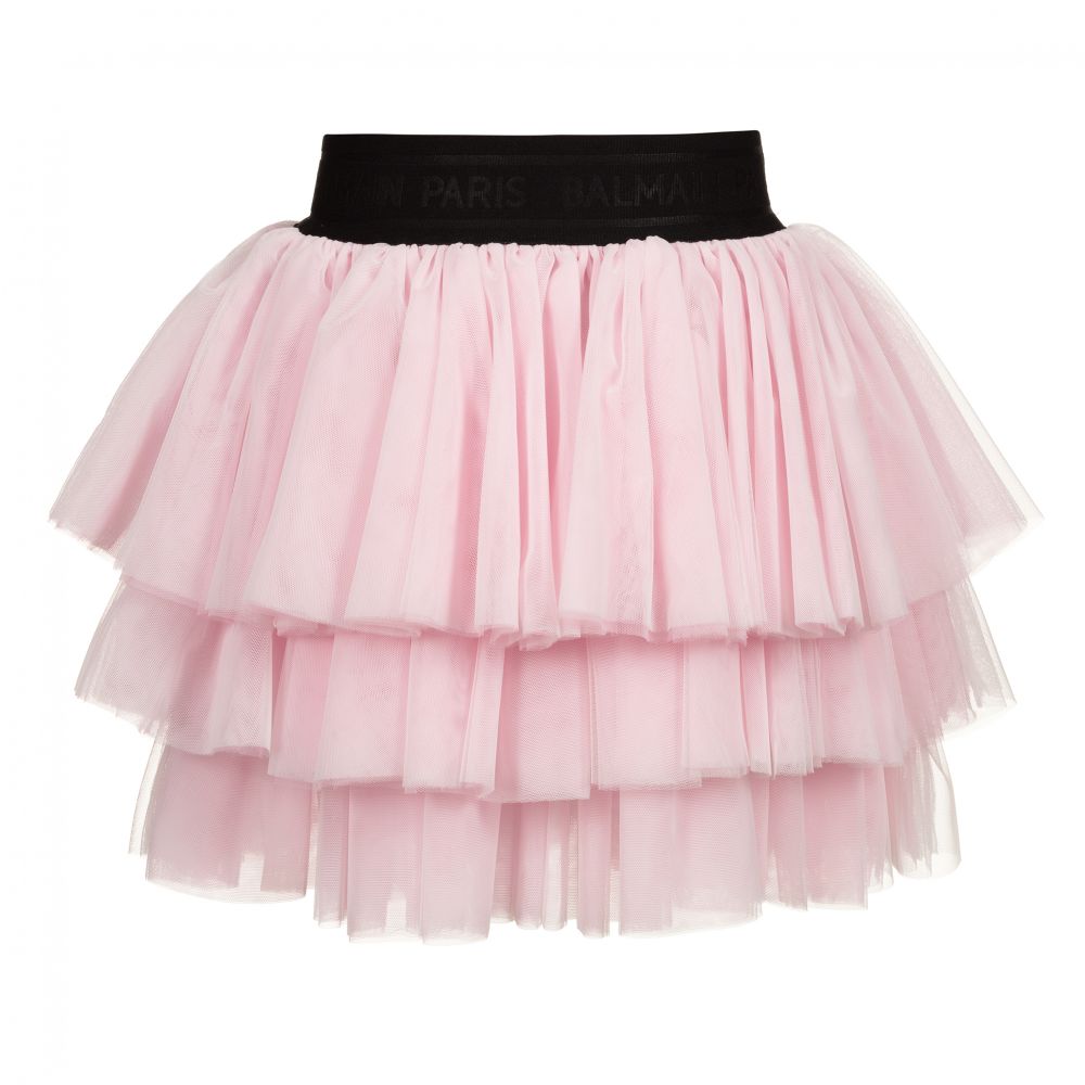 Balmain - Розово-белая юбка из тюля для подростков | Childrensalon