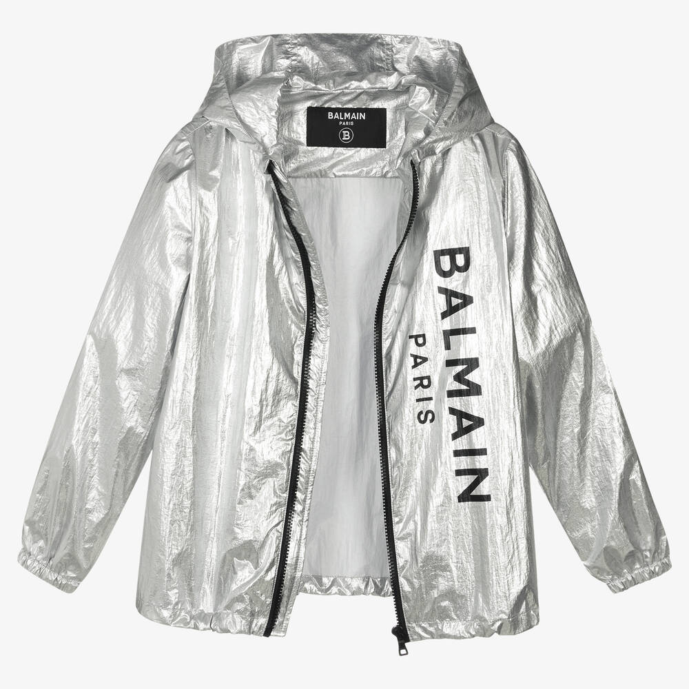 Balmain-Серебристая куртка на молнии для подростков | Childrensalon Outlet