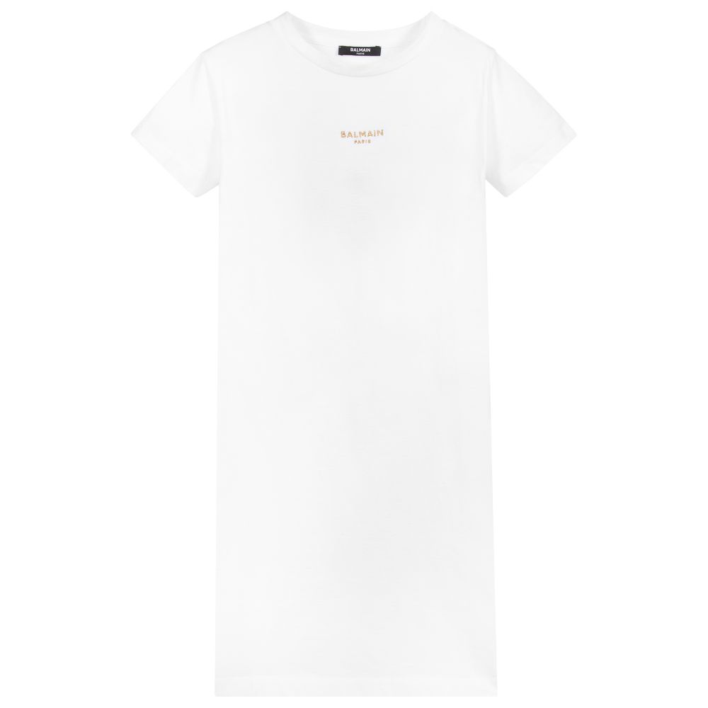 Balmain - Teen White Logo Jersey Dress | Childrensalon