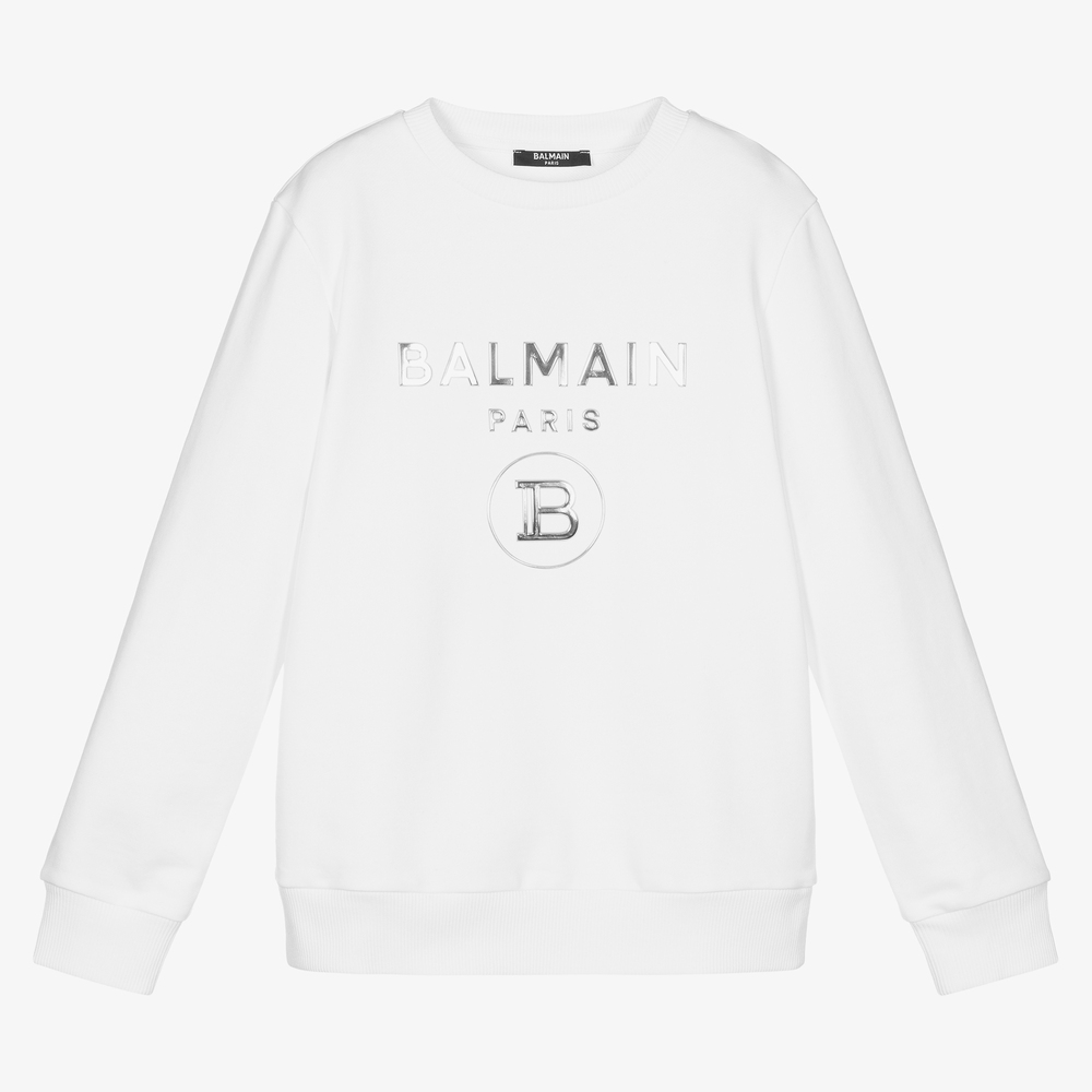 Balmain - Sweat blanc Ado | Childrensalon