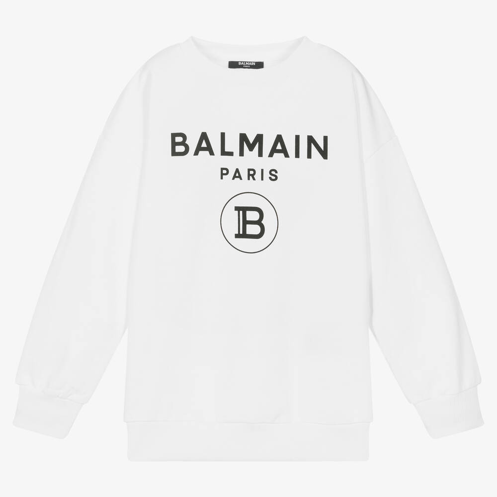 Balmain - Teen White Logo Sweatshirt | Childrensalon