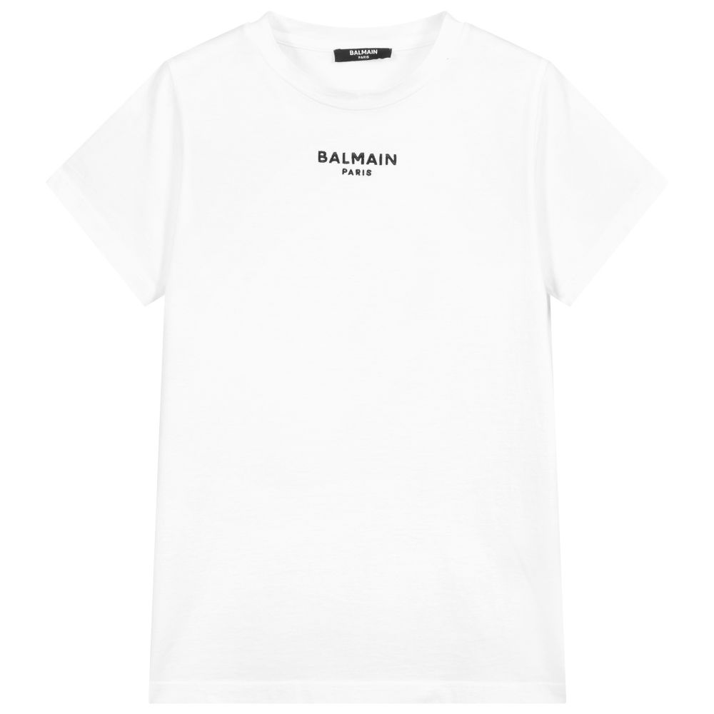 Balmain - Teen White Logo T-Shirt | Childrensalon