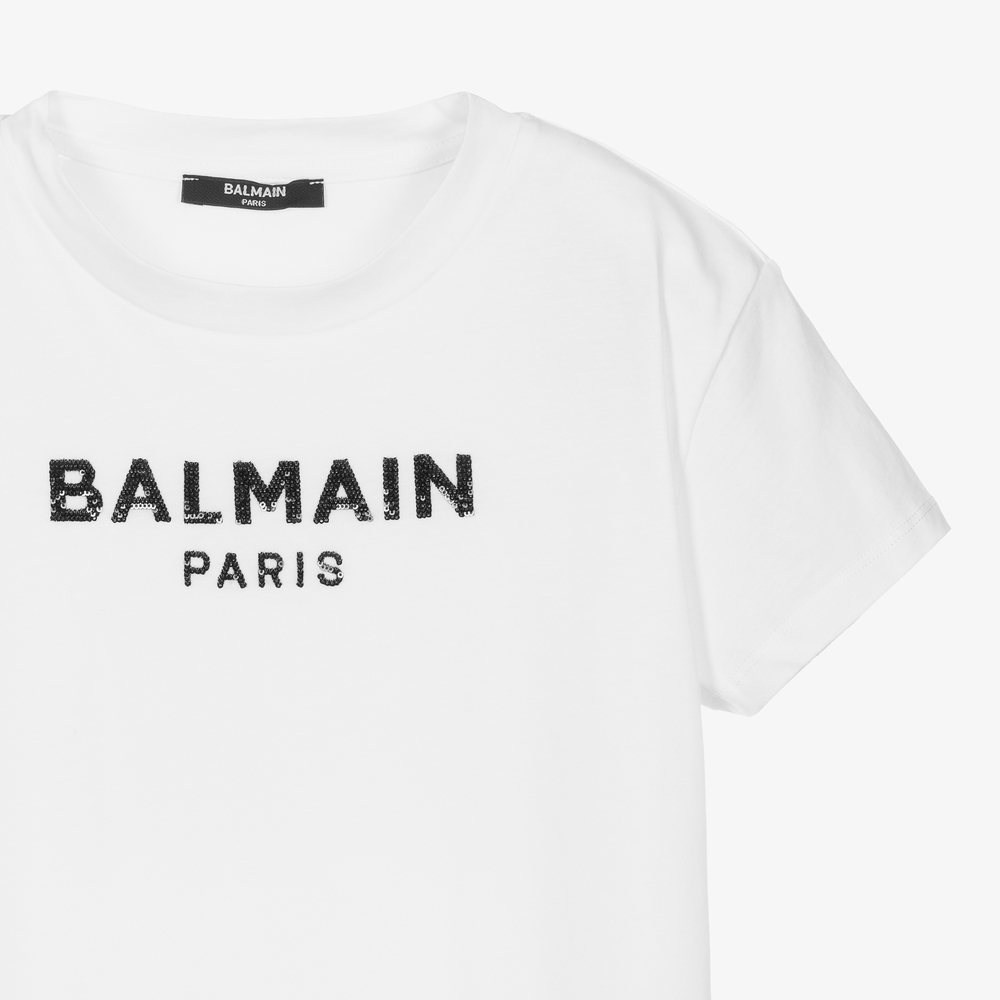 Balmain - Teen White Logo T-Shirt Dress ...