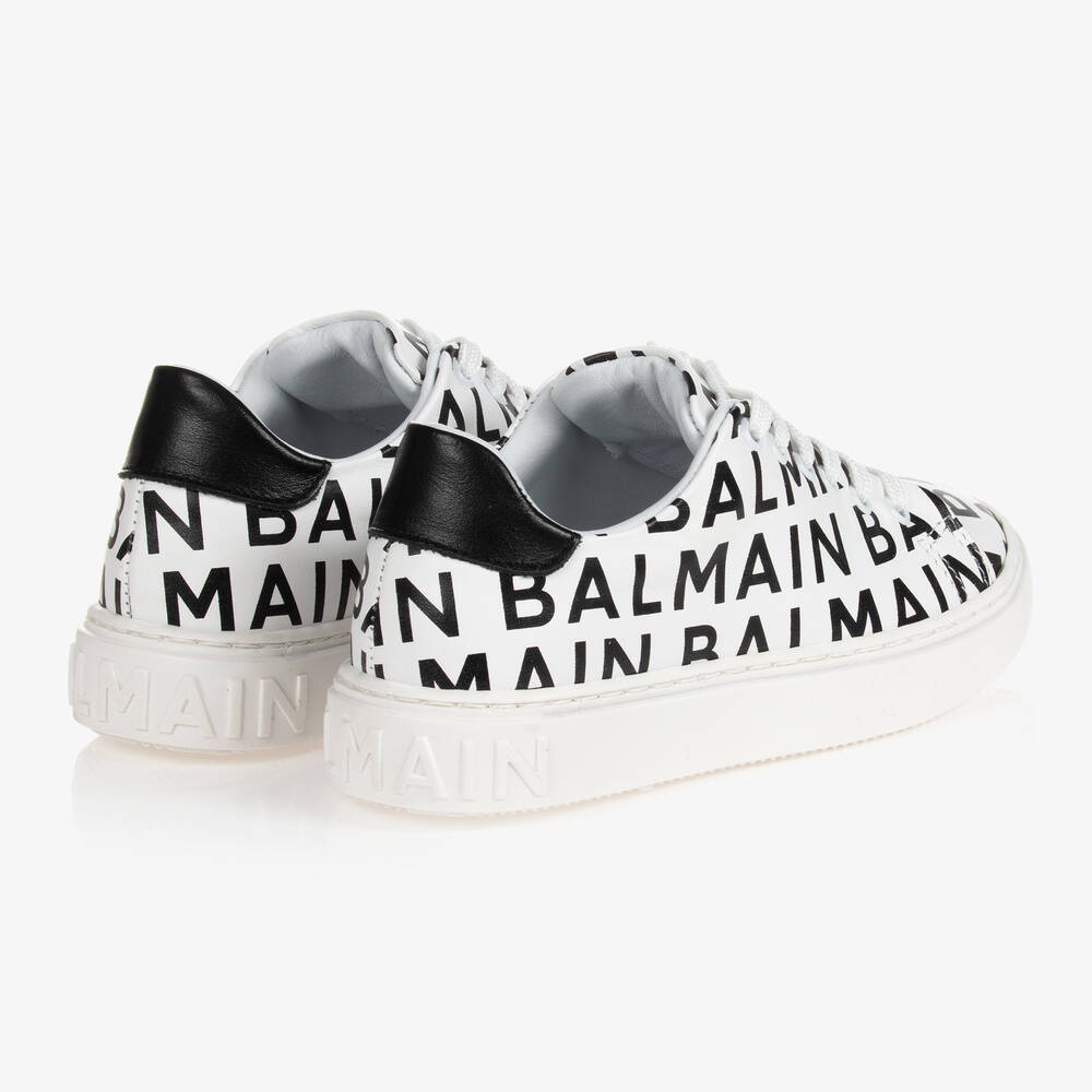 Balmain White Black Logo Trainers Childrensalon Outlet