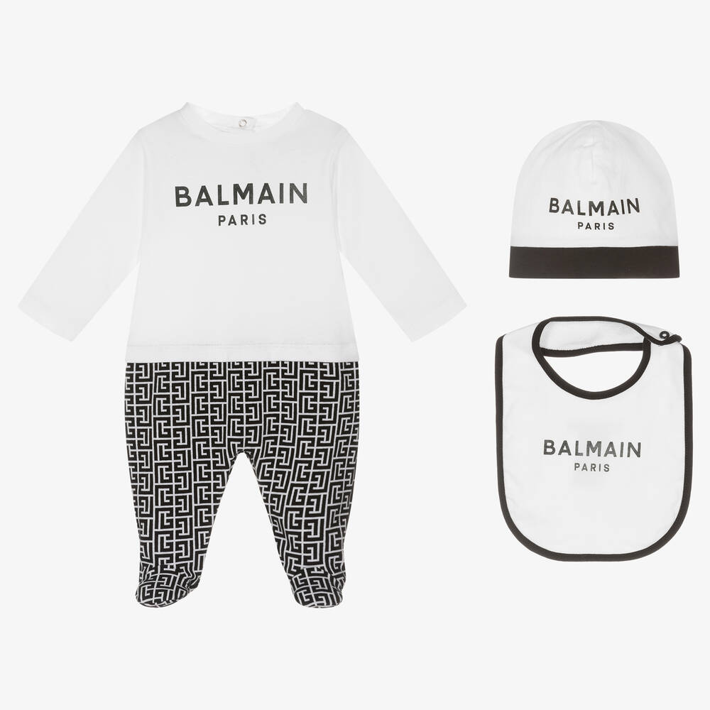 Balmain - Ensemble dors-bien blanc en coton | Childrensalon