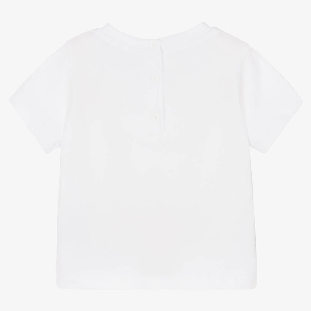 Balmain-White Cotton Logo Baby T-Shirt | Childrensalon Outlet