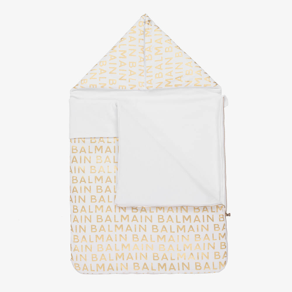 Balmain-White & Gold Baby Nest (78cm) | Childrensalon Outlet