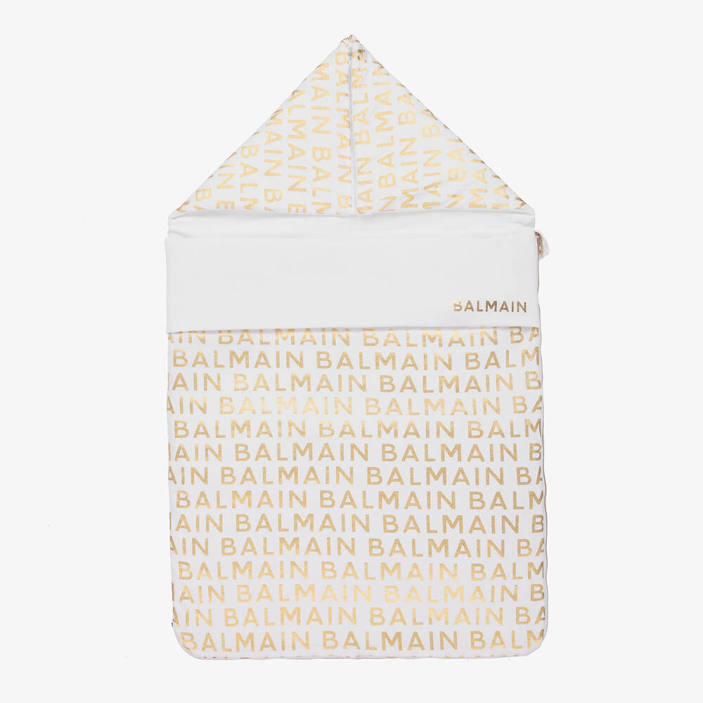 Balmain - White & Gold Baby Nest (78cm) | Childrensalon