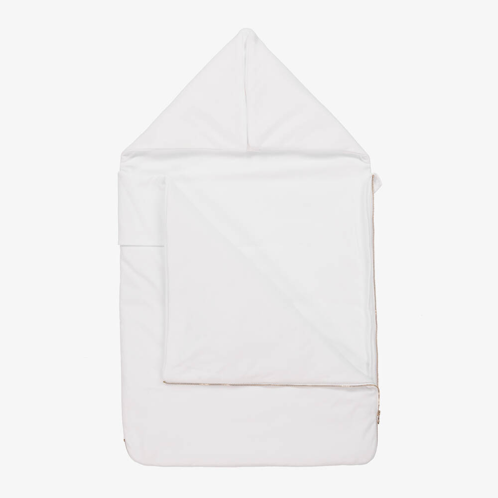 Balmain-White & Gold Cotton Jersey Nest (79cm) | Childrensalon Outlet