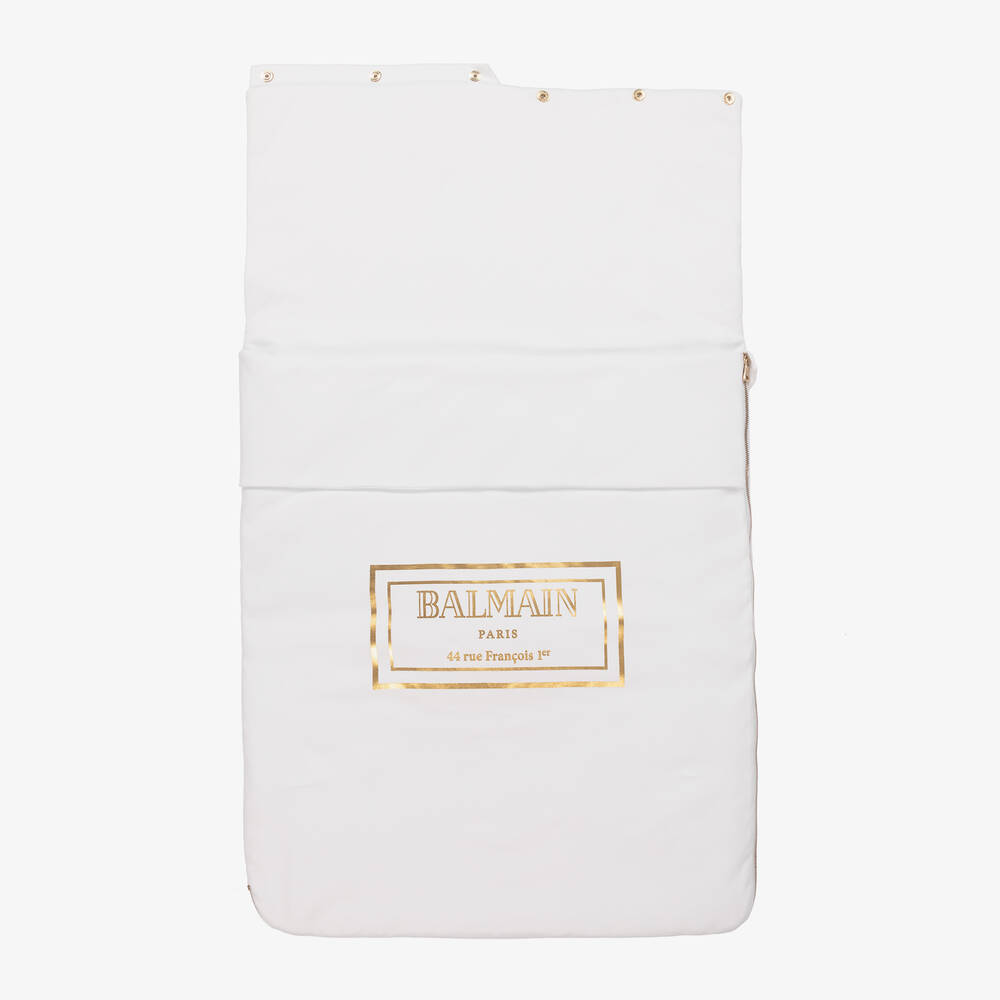 Balmain-White & Gold Cotton Jersey Nest (79cm) | Childrensalon Outlet