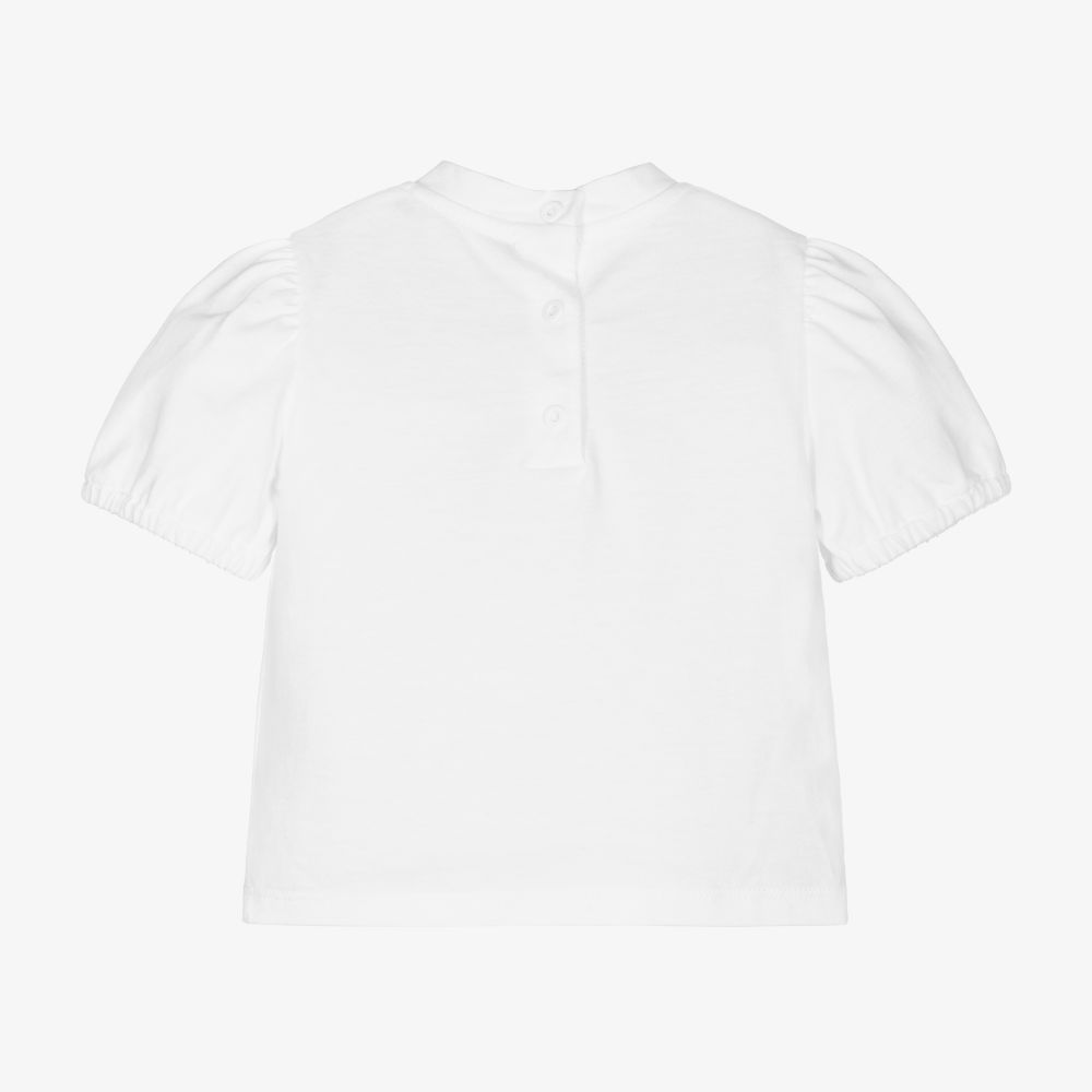 Balmain-White & Gold Logo T-Shirt | Childrensalon Outlet