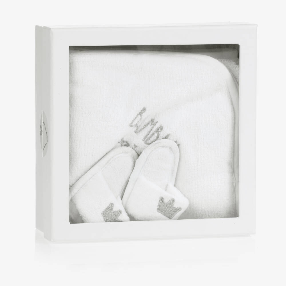 Bam Bam-Ivory Hooded Towel & Slippers Gift Set | Childrensalon Outlet